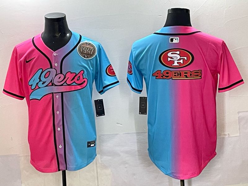 Men 2025 San Francisco 49ers Blank Blue pink Nike Limited NFL Jersey style 017->san francisco 49ers->NFL Jersey